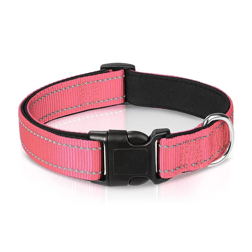 Reflective Nylon Dog Collar with Soft Neoprene Padding - Adjustable