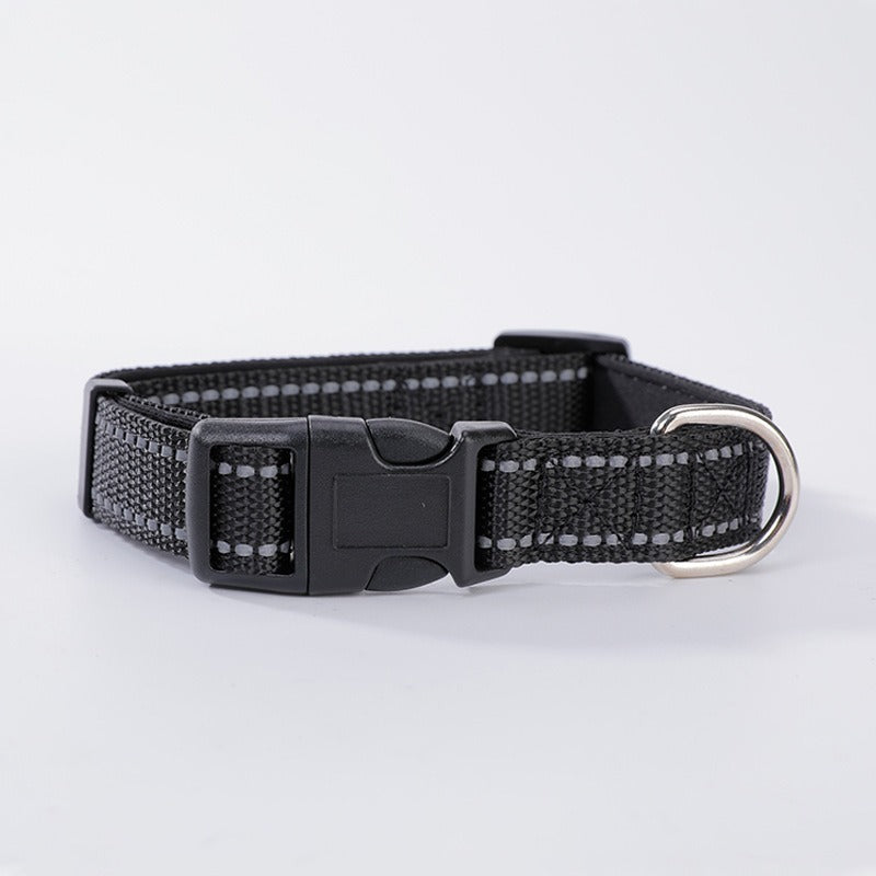 Reflective Nylon Dog Collar with Soft Neoprene Padding - Adjustable
