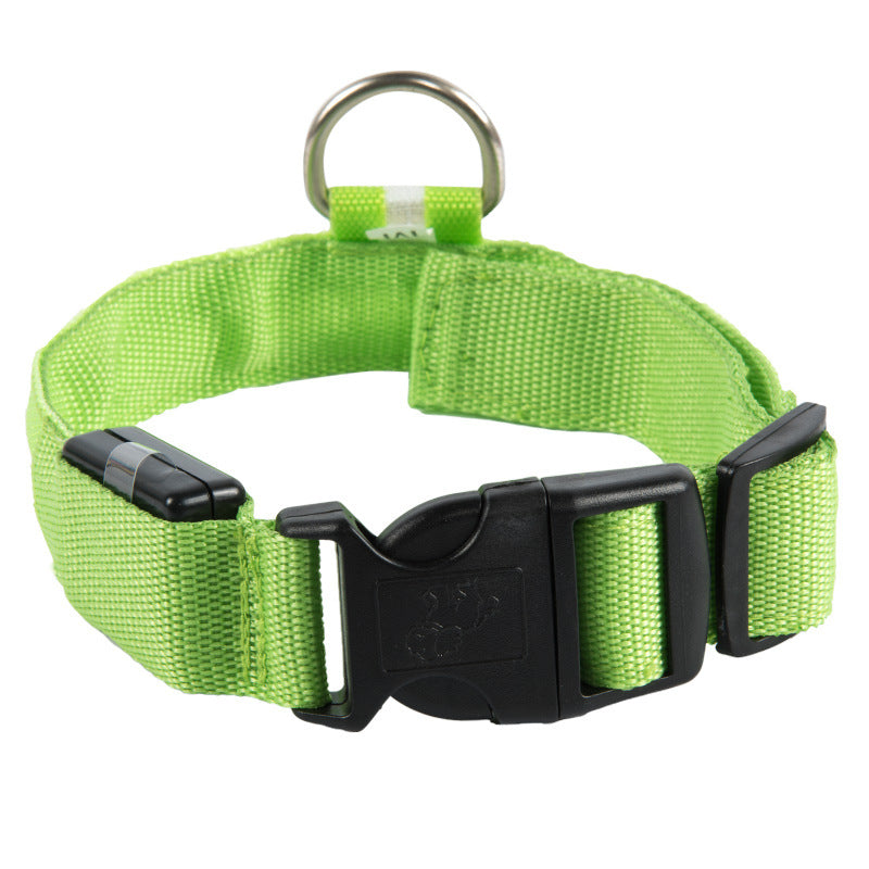 Adjustable Light Up Dog Collar - USB Rechargeable Luminous Nylon Collar