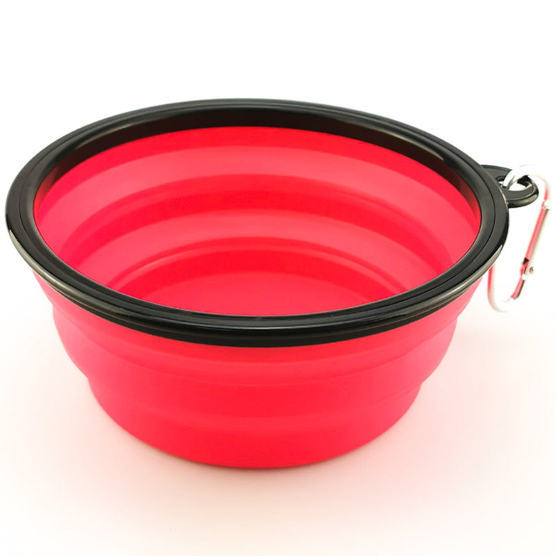 Portable Collapsible Silicone Dog Bowl with Carabiner - Pet Travel Water & Food Dish
