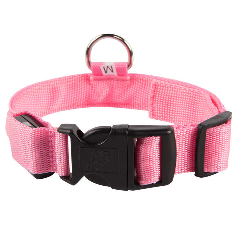 Adjustable Light Up Dog Collar - USB Rechargeable Luminous Nylon Collar