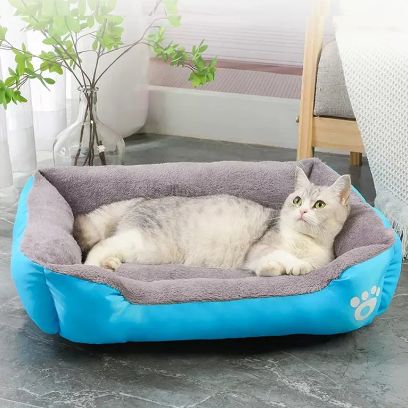 Soft Fleece Pet Sofa Bed with Waterproof Bottom - Winter Dog & Cat Cushion